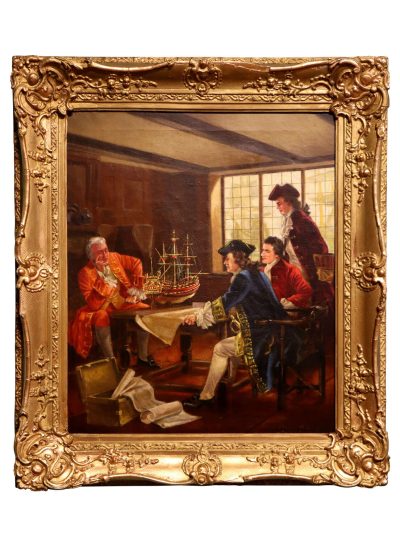 “Naval Consultation” — Oil on Canvas by Leonard D. Gard (British, fl. 1920–1940)