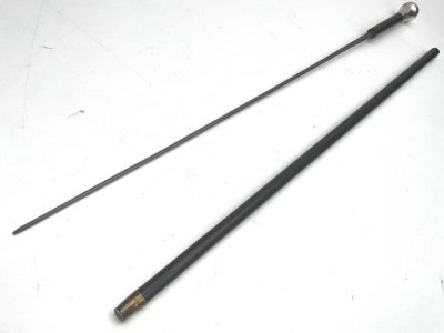 EBONY WALKING STICK SWORD STICK WITH SILVER TOP Miscellaneous EBONY WALKING STICK SWORD STICK WITH SILVER TOP
