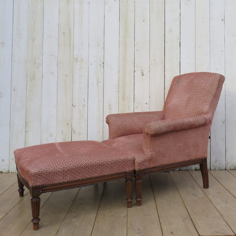 Antique French Armchair & Stool