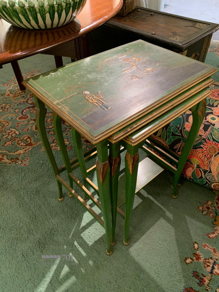 Green & golf chinoiserie nest of tables
