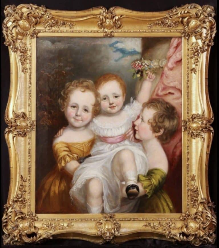 Sir Thomas Lawrence ( Studio Of ) Regency Period 1811-1820 Oil Portrait Painting Angelic Children