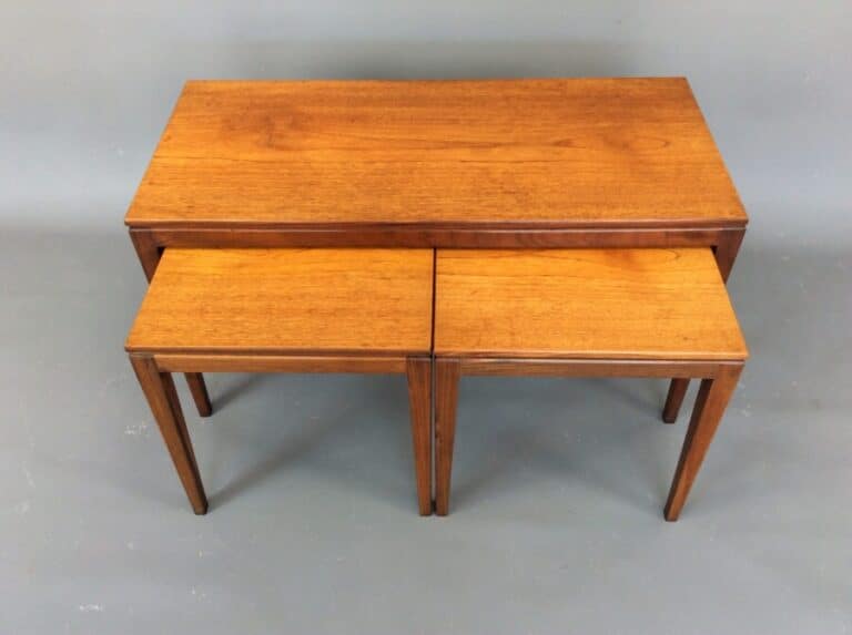 Mid Century Solid Teak Long Nest of Tables