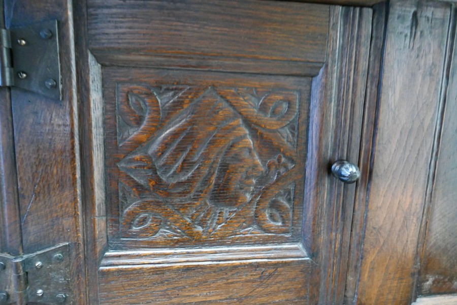 1696 French Carved Oak Court Cupboard, Cottage size Livery Cupboard - Image 11