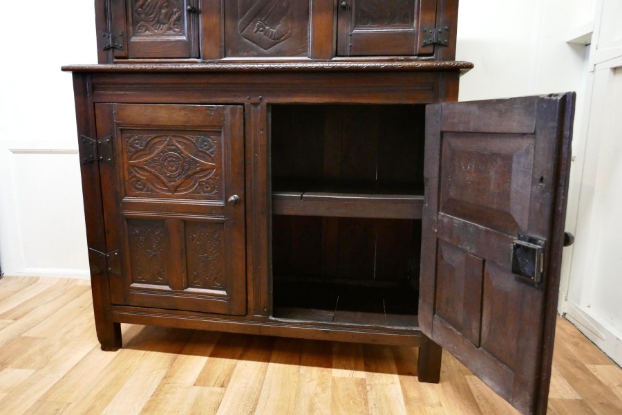 1696 French Carved Oak Court Cupboard, Cottage size Livery Cupboard - Image 14