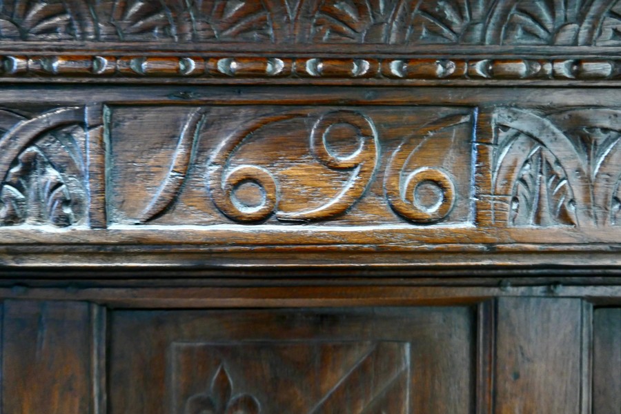 1696 French Carved Oak Court Cupboard, Cottage size Livery Cupboard - Image 6