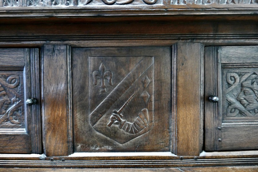 1696 French Carved Oak Court Cupboard, Cottage size Livery Cupboard - Image 7