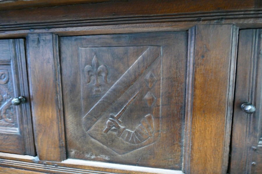 1696 French Carved Oak Court Cupboard, Cottage size Livery Cupboard - Image 10