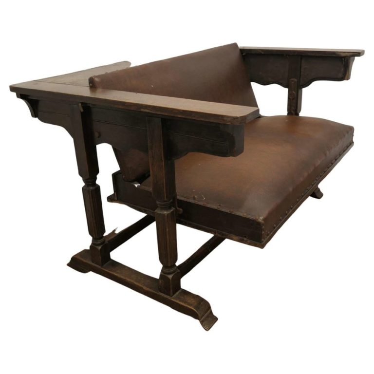 1930s Metamorphic Settee Table, Oak and Rexine
