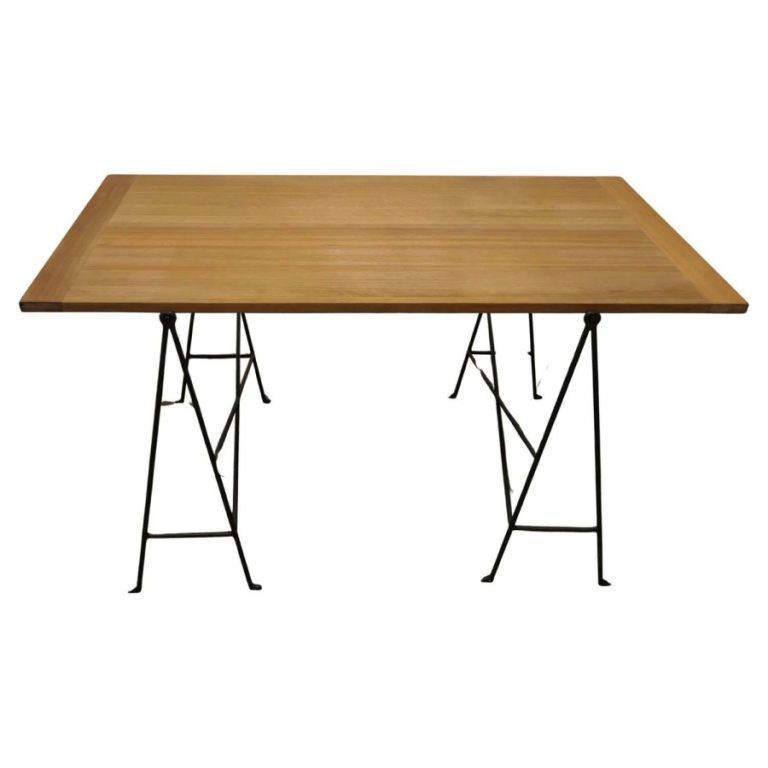 1950s Danish Sawhorse Minimalist Desk or Dining Table 1950s Danish