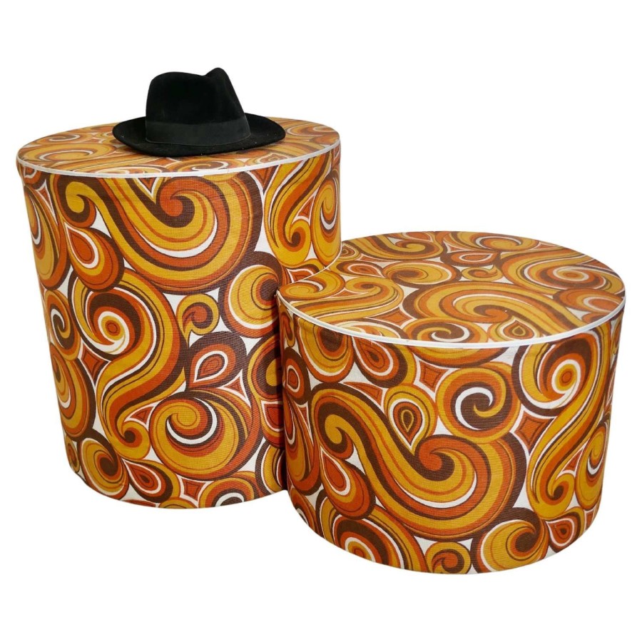 1960s Psychedelic Retro Paisley Print, Table with Seat