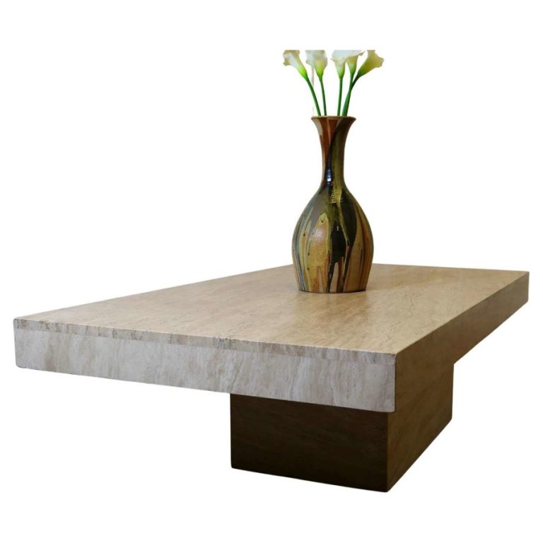 1970s Vintage Stylish Italian Travertine Stone Cube Coffee Table