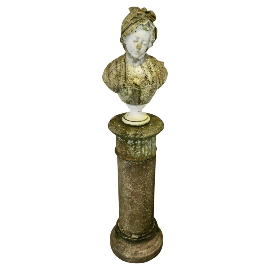 19th Century Carved Carrara Marble Bust after Jean-Baptiste GREUZE