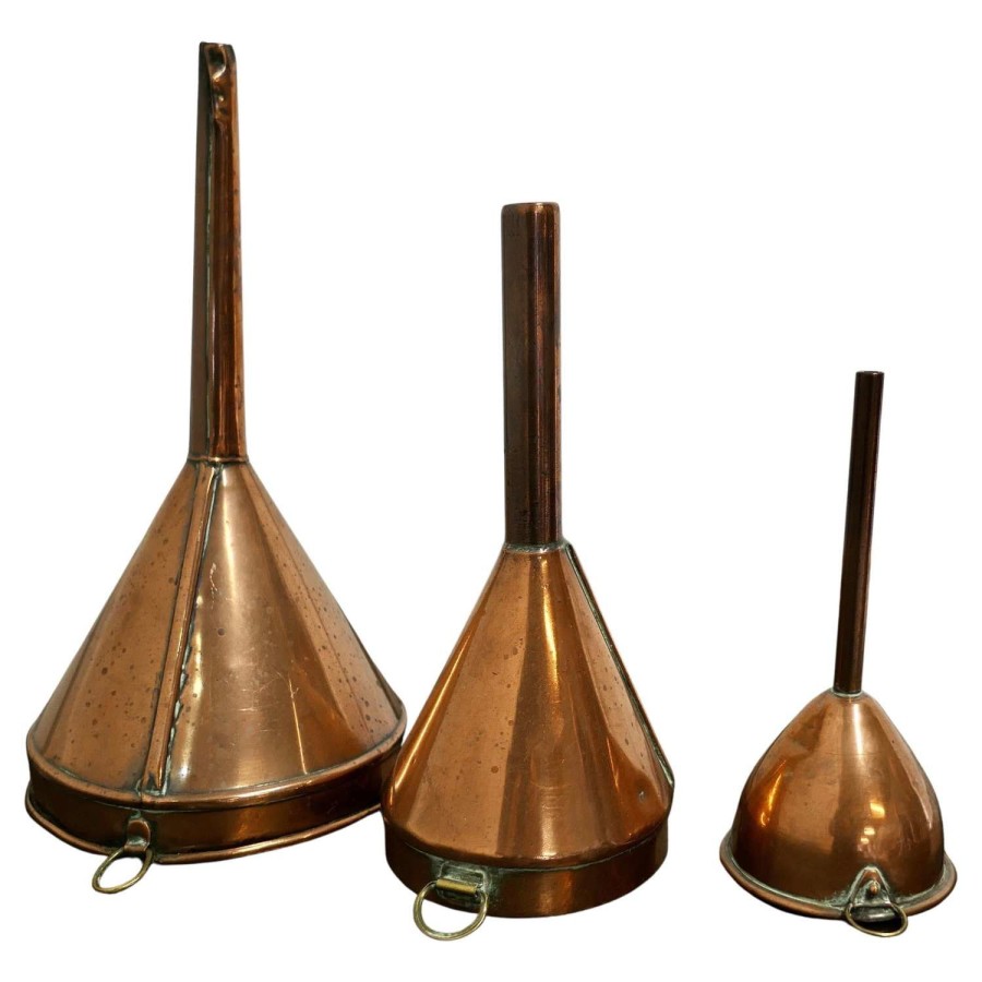 19th Century Copper Ale and Wine Funnel Set A Good Trio the Ale and Wi