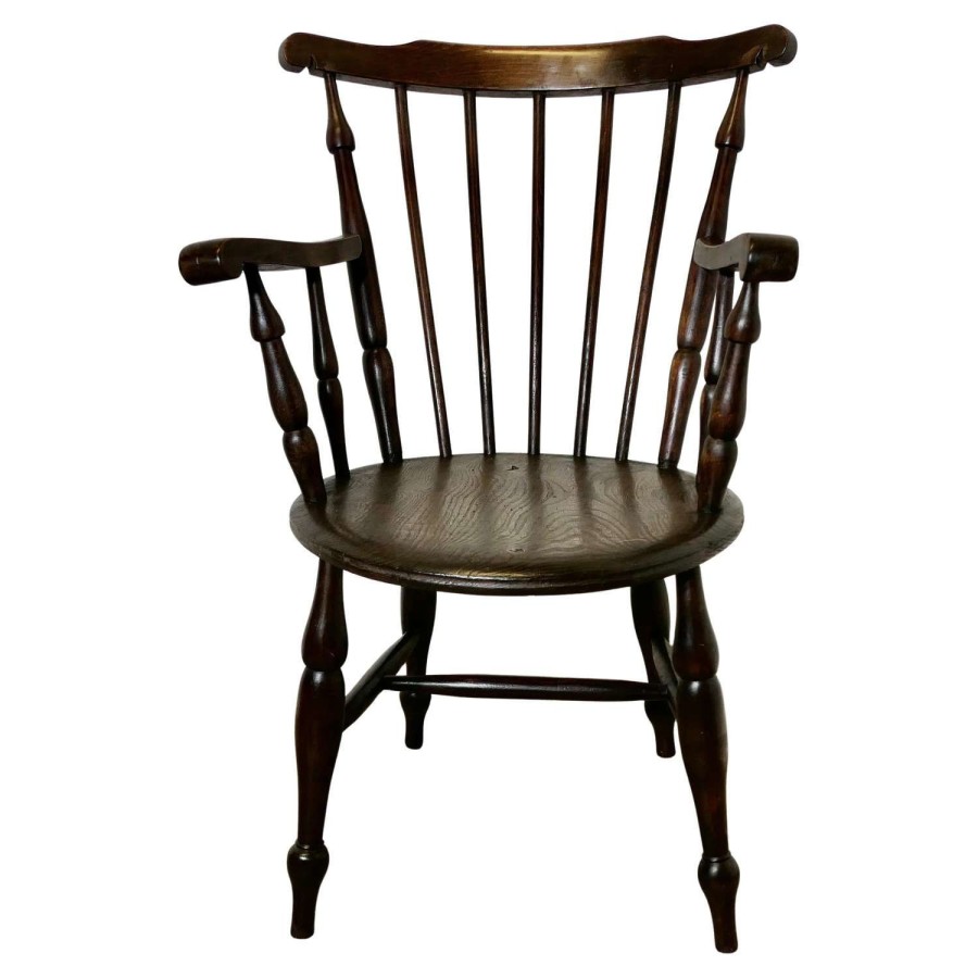 19th Century Windsor Country Penny Seat Carver Chair