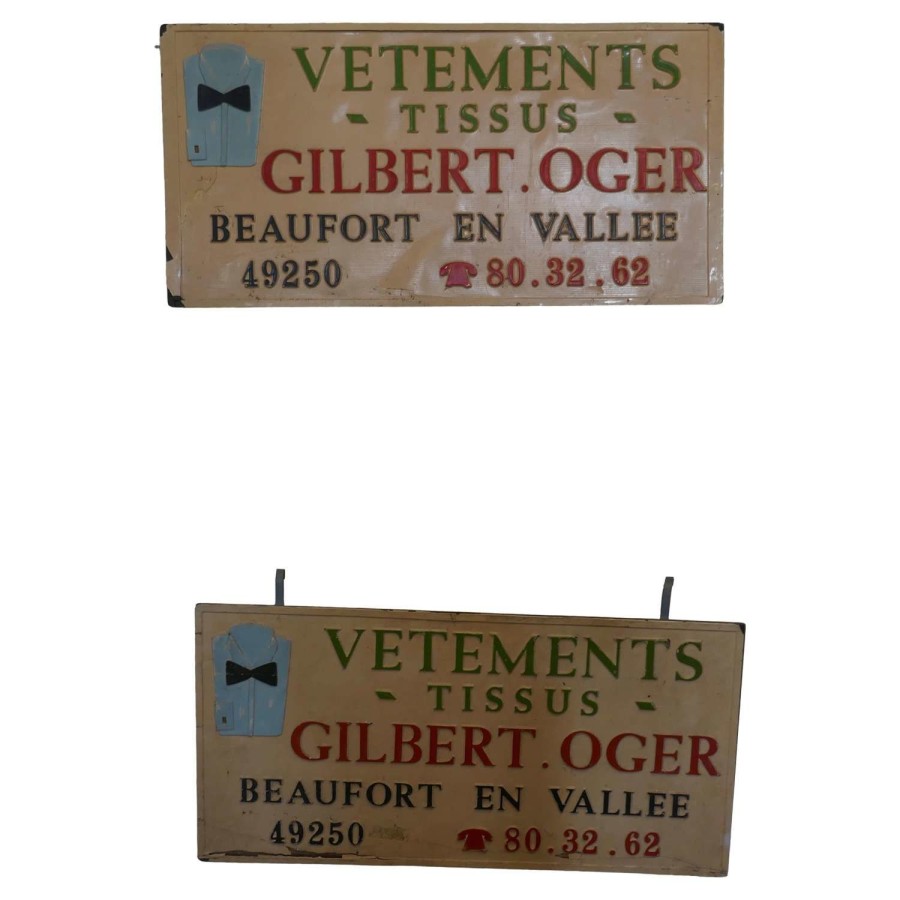 2 French Market Haberdashery Stall Hanging Signs