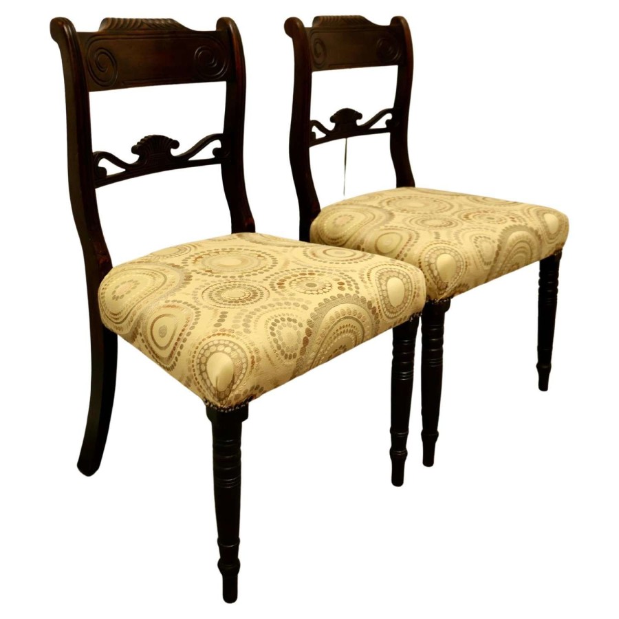 2 Lovely Regency Chairs with new Upholstered Seats