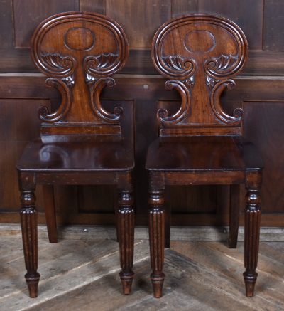 Pair of 19th Century Mahogany Hall Chairs SAI4133 Mahogany Antique Chairs Pair of 19th Century Mahogany Hall Chairs SAI4133