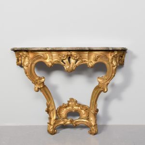 French Giltwood and Grey Marble Topped Console Table