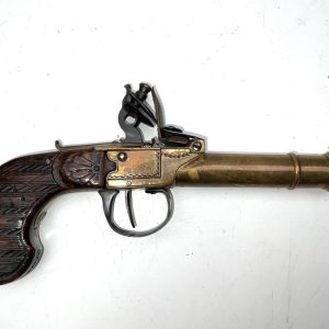 FLINTLOCK BRASS CANNON BARREL OVERCOAT PISTOL