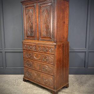 18th Century Carved Oak Housekeepers Cupboard