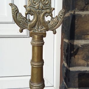 Rare 19th Century Sinhalese Mounted Halberd Polearm Patisthanaya Cast Brass Ceylon / Sri Lanka Anglo Indian Antiquities Rare 19th Century Sinhalese Mounted Halberd Polearm Patisthanaya Cast Brass Ceylon / Sri Lanka