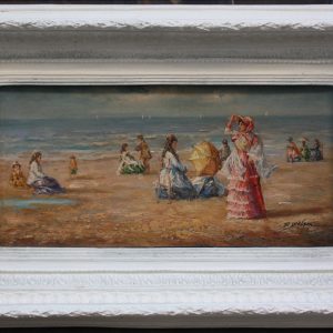 Beach scene by R. Wilson ( English, 20th century)