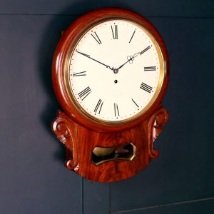 19th Century Mahogany Drop Dial Fusee Clock