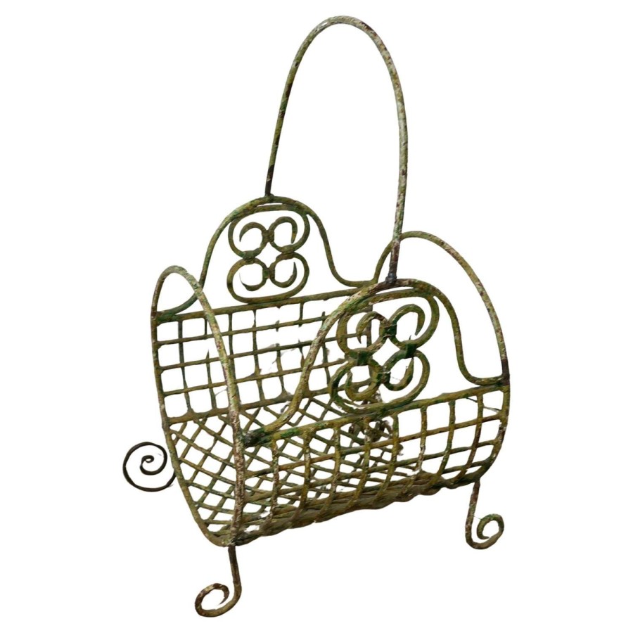 A 19th C French Wirework Log Carrier Basket This is a charming piece