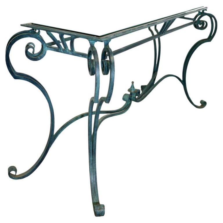 A Curvy French Green Iron and Brass Console Table This is a lovely table