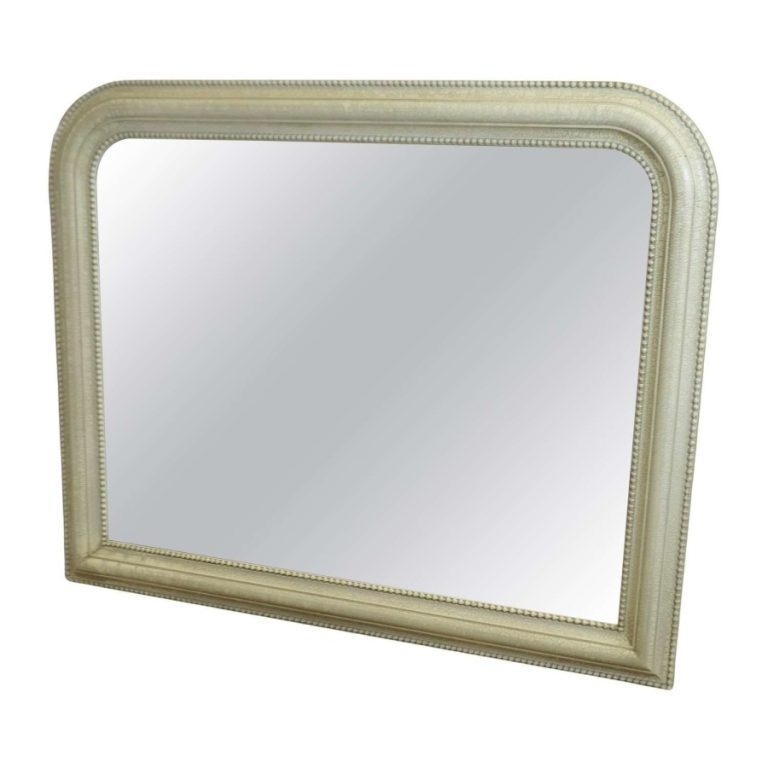 A Large Crackle Finish Painted Overmantel Mirror