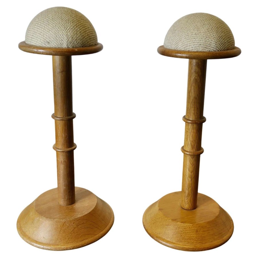 A Pair of Arts and Crafts Golden Oak Hat Stands Shop Display