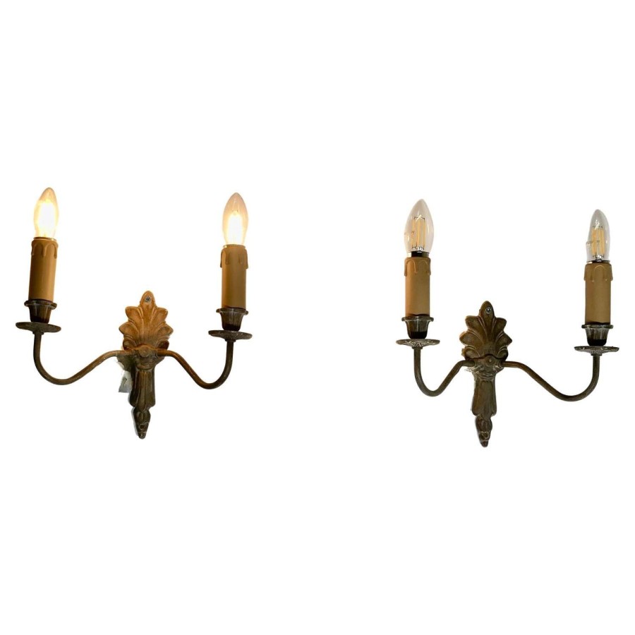 A pair of French 4 Neo Classical Metal Twin Wall Lights