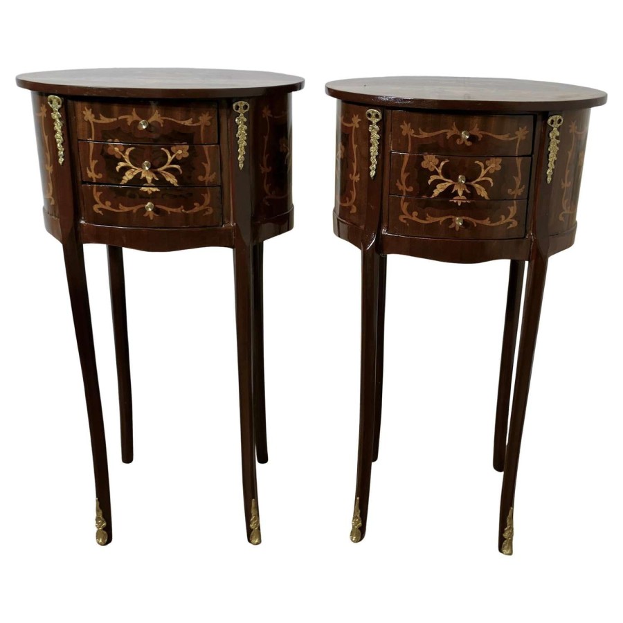 A Pair of French Oval Side Tables or Bedside Cabinets