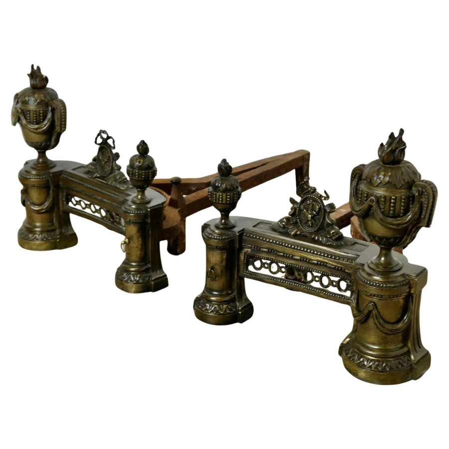 A Pair of Large French 18th century Brass Chenets