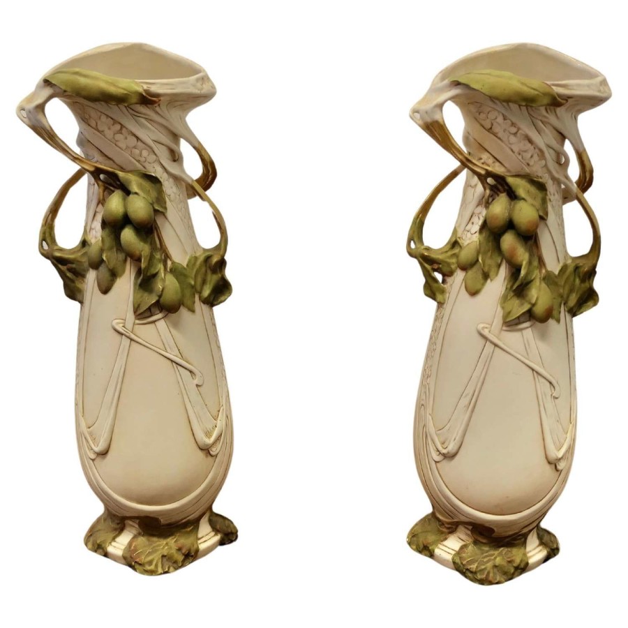 A Pair of Large Royal Dux Bohemia Art Nouveau 19th Century Porcelain V