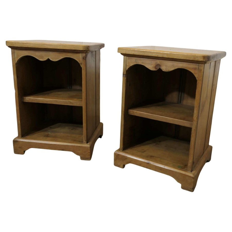 A Pair of Pine Bedside Tables with Open Shelves A Good Pair of Pine B