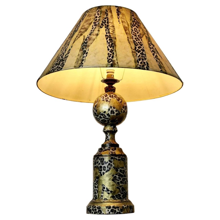 A Stunning French Leopard Print Table Lamp This is a one off Artisan Piece