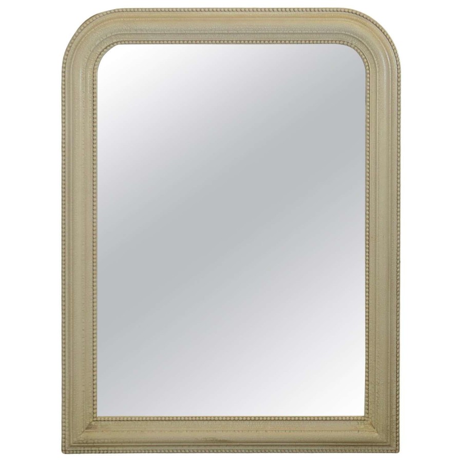 A Tall Crackle Finish Painted Overmantel Mirror