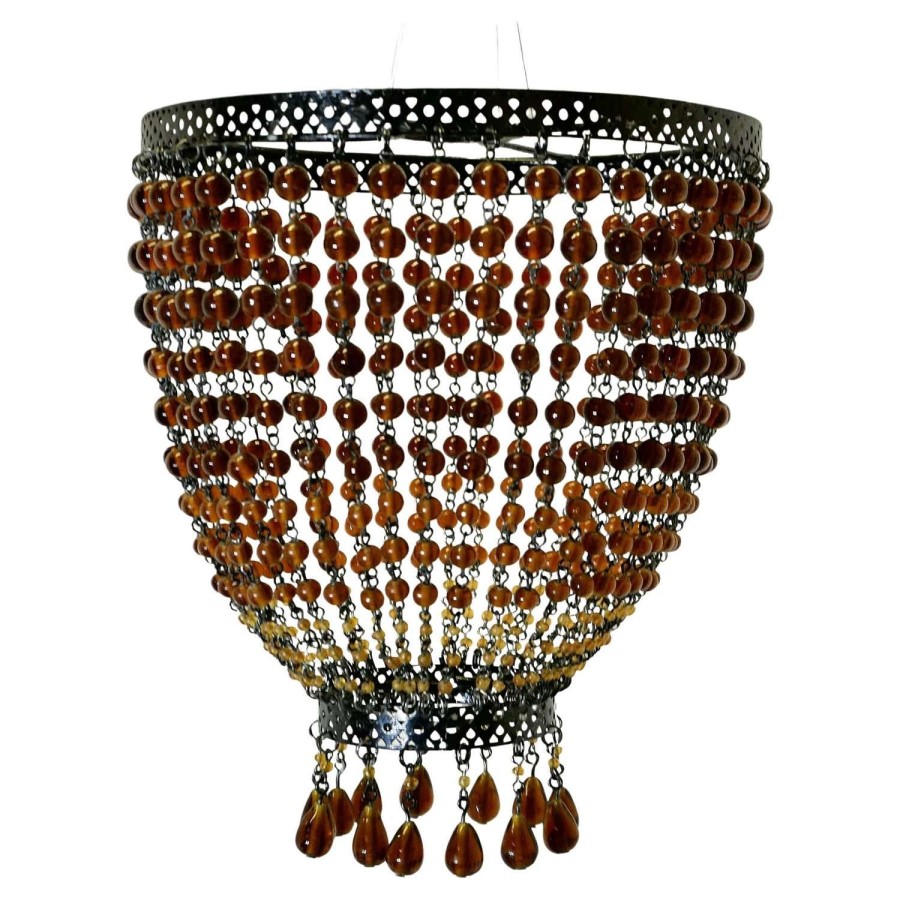 Amber Glass Beaded Lampshade, Chandelier A delightful piece