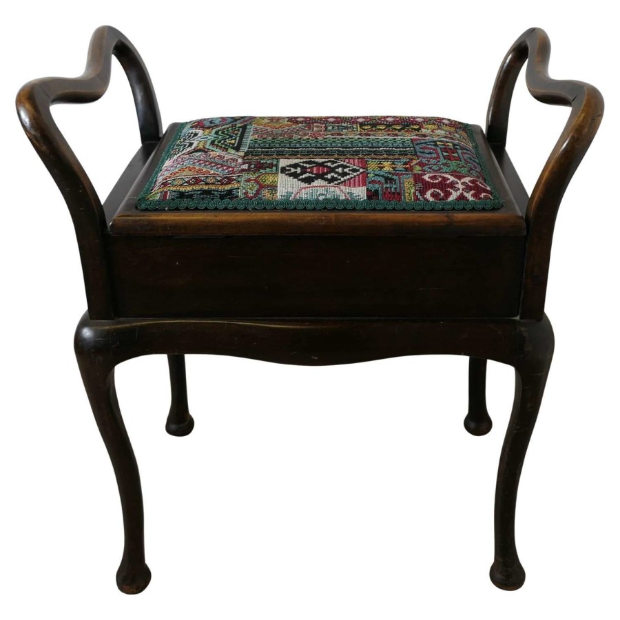 An Edwardian Upholstered Bentwood Piano Stool