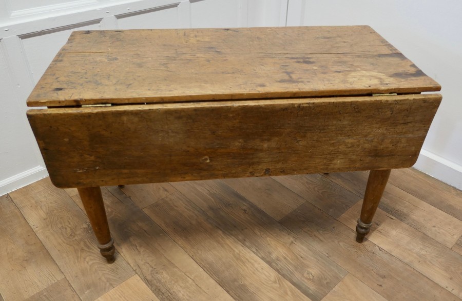 Antique Pine Drop Leaf Cottage Dining Table - Image 4