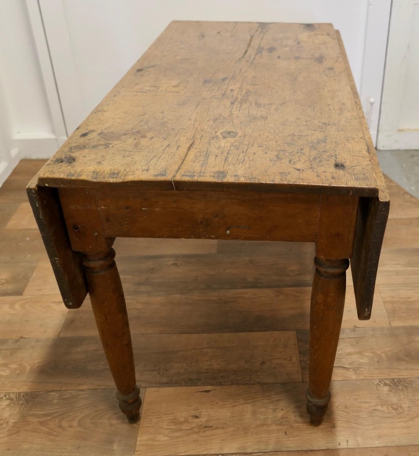 Antique Pine Drop Leaf Cottage Dining Table - Image 5