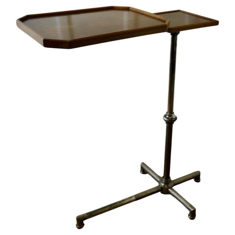 Art Deco Chrome and Walnut Reading Stand or Over Bed Table
