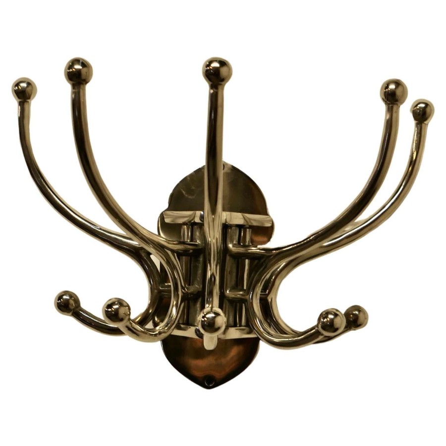Art Deco Style French Chrome Coat Rack, Hat and Coat Hooks