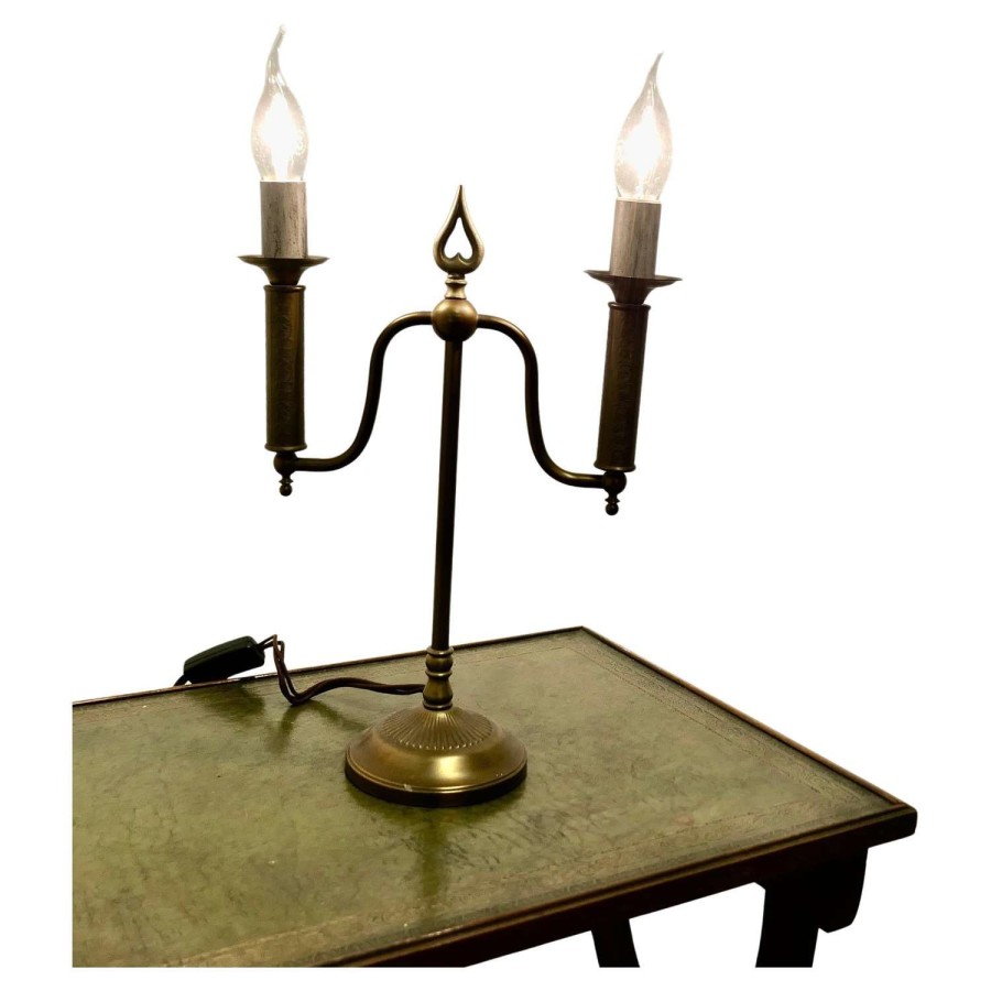 Arts and Crafts Brass Candelabra 2 Branch Lamp This is a simple and attractive