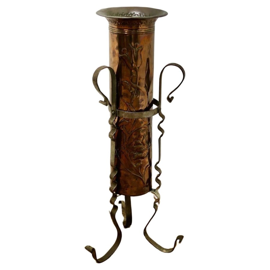 Arts and Crafts Copper and Iron Umbrella Stand An unusual and attractive piece