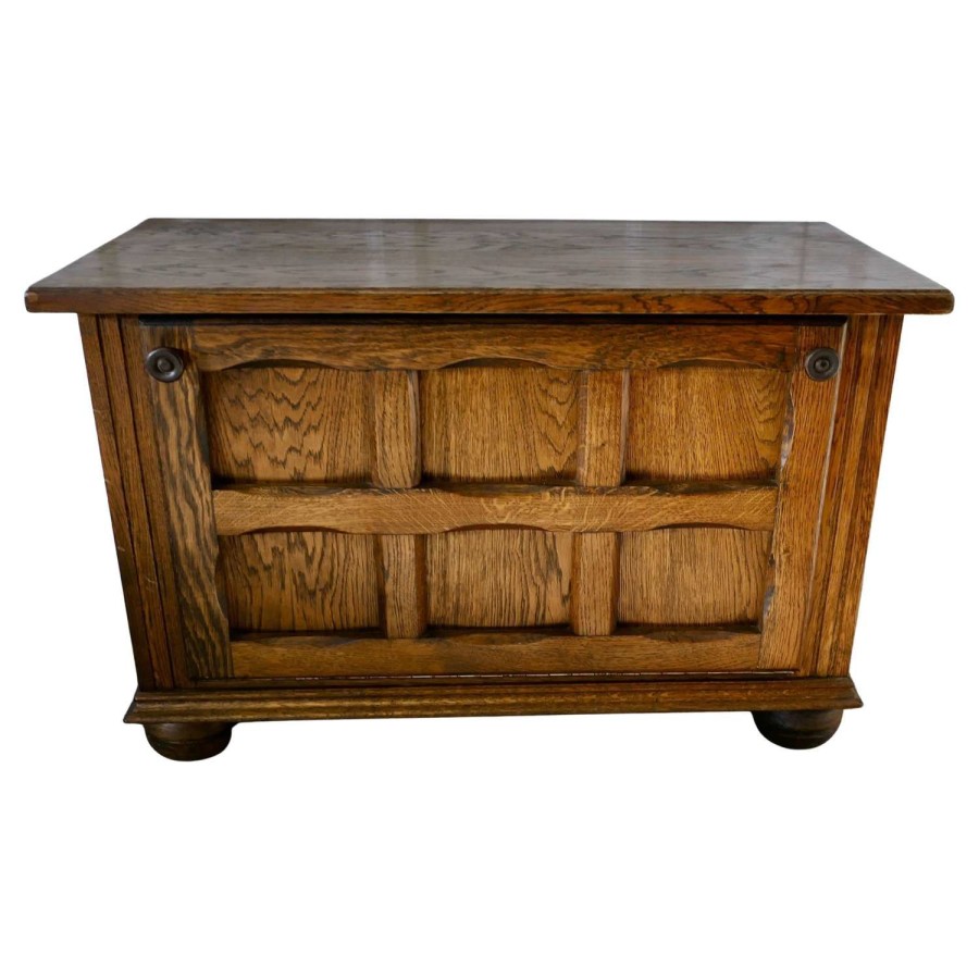 Arts and Crafts Golden Oak Canterbury Music Cabinet