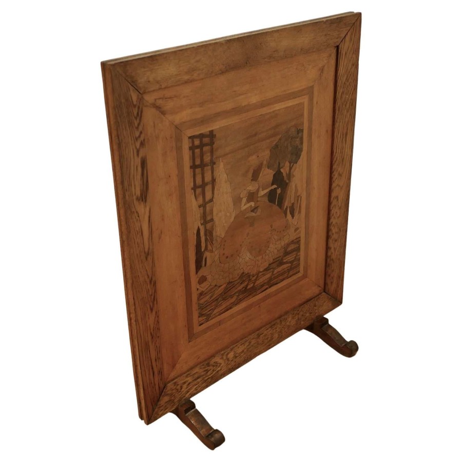Arts and Crafts Marquetry Fire Screen