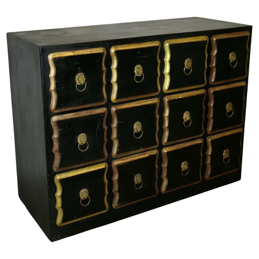 Black and Gold Haberdashery Draper Shop Cabinet