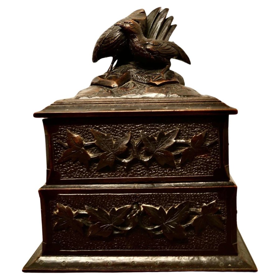 Black Forest Carved Walnut Jewellery Box